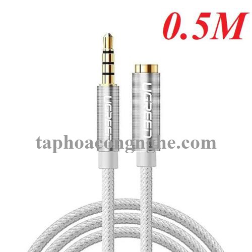 Ugreen 40676 0.5M màu Trắng Cáp âm thanh 3.5mm nối dài đầu nhôm AV118 30040676